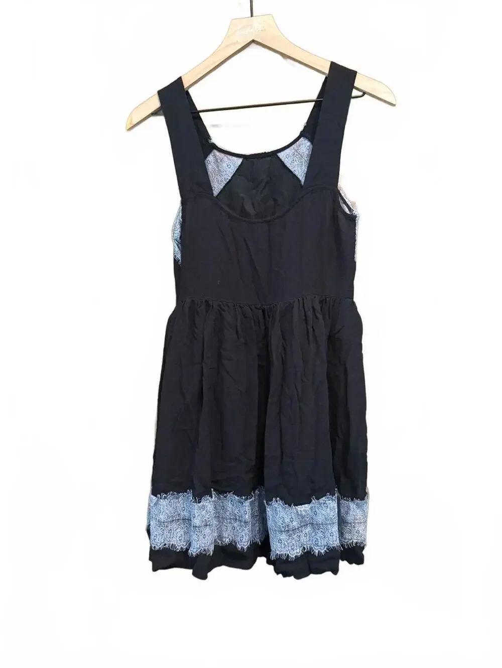 Free People Black Georgia Dress With Lace Trim - Womens 6